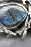 Labradorite Crystal Gemstone with Natural Pearls 925K Sterling Silver pendant 