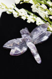 Dragonfly Chevron Banded Amethyst Crystal Carving