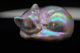 Pink Opal Sleeping Cat Carving with Titanium Aura Crystal