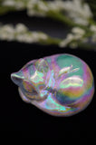 Pink Opal Sleeping Cat Carving with Titanium Aura Crystal