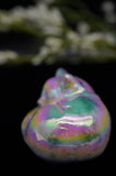 Pink Opal Sleeping Cat Carving with Titanium Aura Crystal