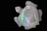 Quartz Druzy Rainbow Coated Titanium Turtle