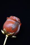 Red Jasper Single Rose Flower Crystal Carving