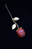 Red Jasper Single Rose Flower Crystal Carving