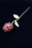 Red Jasper Single Rose Flower Crystal Carving