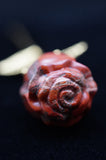Red Jasper Single Rose Flower Crystal Carving