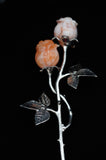 Peach Calcite Double Rose Flower Crystal Carving