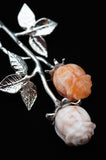 Peach Calcite Double Rose Flower Crystal Carving
