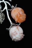 Peach Calcite Double Rose Flower Crystal Carving