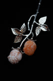 Peach Calcite Double Rose Flower Crystal Carving