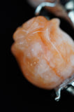 Peach Calcite Double Rose Flower Crystal Carving