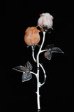 Peach Calcite Double Rose Flower Crystal Carving