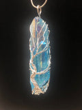 Blue and Clear Aura Quartz Crystal Necklace