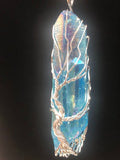 Blue and Clear Aura Quartz Crystal Necklace