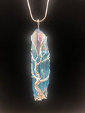 Blue and Clear Aura Quartz Crystal Necklace