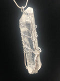 Blue and Clear Aura Quartz Crystal Necklace