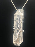 Blue and Clear Aura Quartz Crystal Necklace