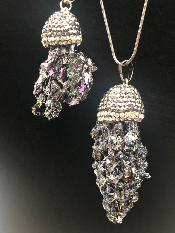 Bismuth Crystal Jellyfish Necklace