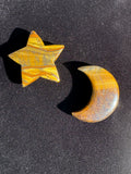 Druzy Agate Tiger's Quartz Crystal Star and Moon Carvings