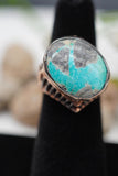 925 Sterling Silver Rose Gold Plated with Turquoise Crystal Gemstone Ring