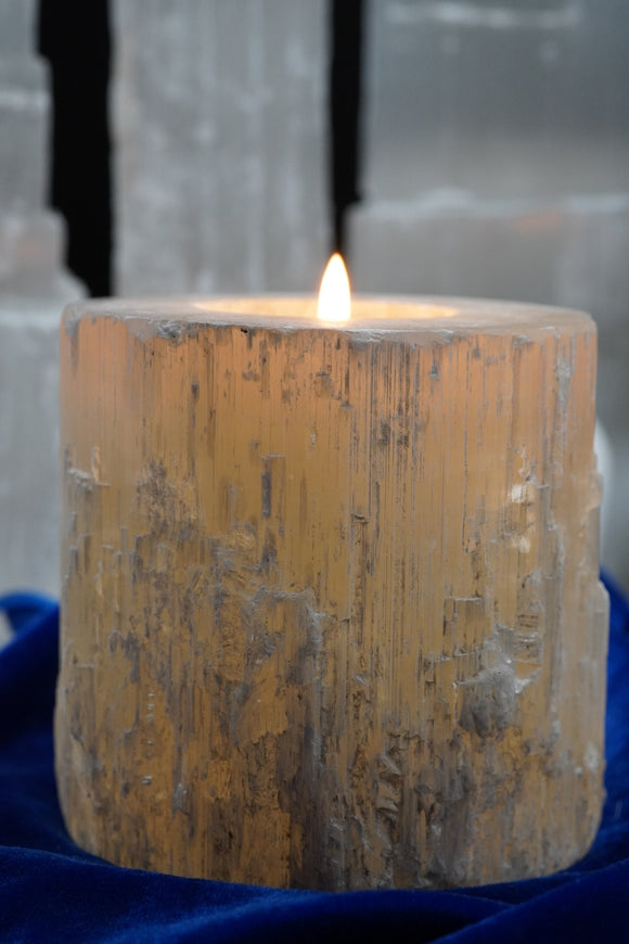 Peach Selenite Candle Holder