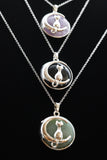 Cat Crescent Moon Crystal Pendant Necklace