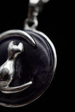Cat Crescent Moon Crystal Pendant Necklace