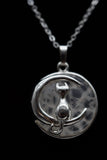 Cat Crescent Moon Crystal Pendant Necklace