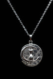 Cat Crescent Moon Crystal Pendant Necklace
