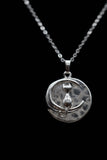 Cat Crescent Moon Crystal Pendant Necklace