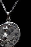 Cat Crescent Moon Crystal Pendant Necklace