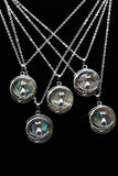 Cat Crescent Moon Crystal Pendant Necklace