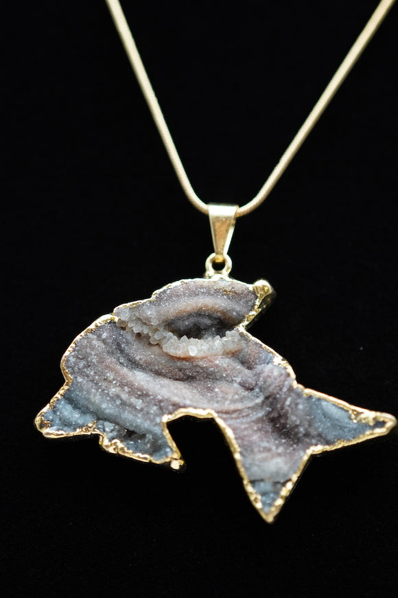 Dolphin Crystal Agate Druzy Necklace