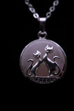 Duo Cats in Moon Amethyst Lava Rock Lapis Lazuli Green Aventurine Crystal Pendant Necklace