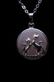 Duo Cats in Moon Amethyst Lava Rock Lapis Lazuli Green Aventurine Crystal Pendant Necklace