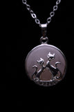 Duo Cats in Moon Amethyst Lava Rock Lapis Lazuli Green Aventurine Crystal Pendant Necklace