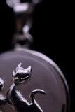 Duo Cats in Moon Amethyst Lava Rock Lapis Lazuli Green Aventurine Crystal Pendant Necklace