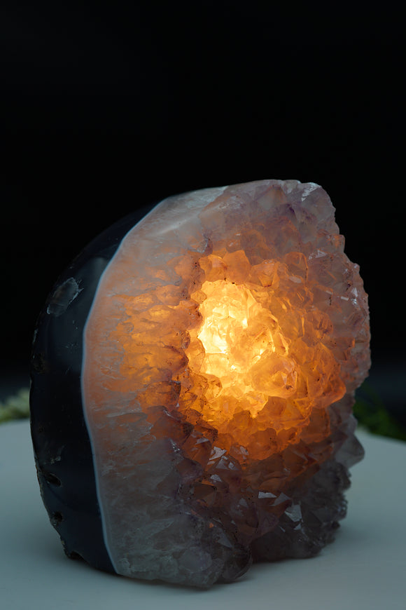 Polished Amethyst Druzy Agate Crystal Lamp