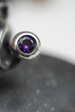 Custom 925K Sterling Silver Fossil Agatized Coral with Purple Amethyst Gemstone Ring