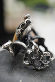 Custom 925K Sterling Silver Fossil Agatized Coral with Purple Amethyst Gemstone Ring
