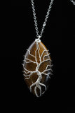 Oval Tree of Life Wire Wrapped Crystal Gemstone Pendant Necklace (Various Options)