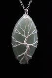 Oval Tree of Life Wire Wrapped Crystal Gemstone Pendant Necklace (Various Options)