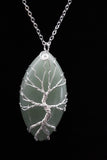 Oval Tree of Life Wire Wrapped Crystal Gemstone Pendant Necklace (Various Options)