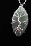 Oval Tree of Life Wire Wrapped Crystal Gemstone Pendant Necklace (Various Options)