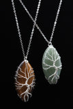 Oval Tree of Life Wire Wrapped Crystal Gemstone Pendant Necklace (Various Options)