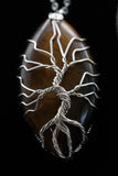 Oval Tree of Life Wire Wrapped Crystal Gemstone Pendant Necklace (Various Options)