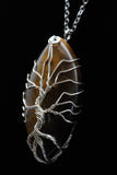 Oval Tree of Life Wire Wrapped Crystal Gemstone Pendant Necklace (Various Options)