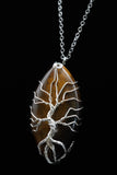 Oval Tree of Life Wire Wrapped Crystal Gemstone Pendant Necklace (Various Options)