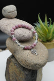 Lepidolite Amethyst Hematite Rock Crystal Quartz Yoga Meditation Healing Balancing Round Stone Beads Stretch Bracelet with Tree of Life Charm