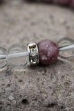 Lepidolite Amethyst Hematite Rock Crystal Quartz Yoga Meditation Healing Balancing Round Stone Beads Stretch Bracelet with Tree of Life Charm